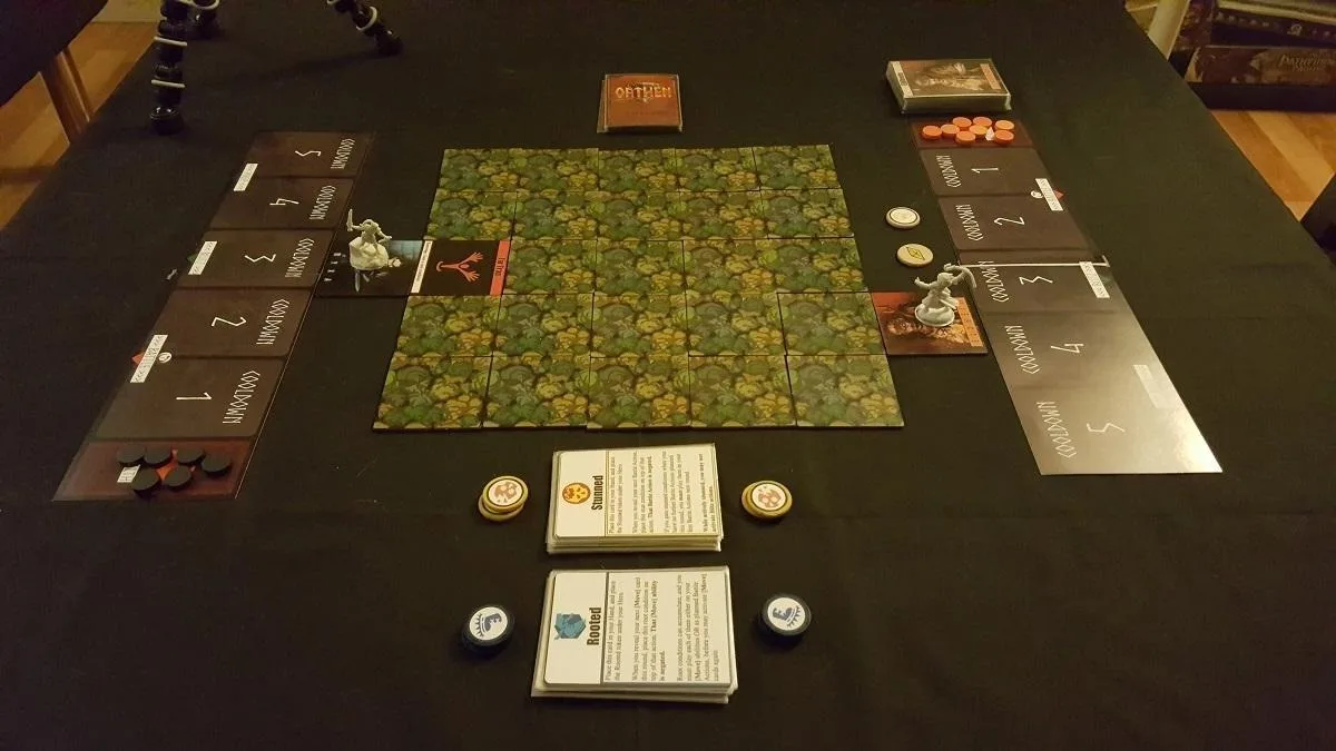 An Oathen game in progress on a table